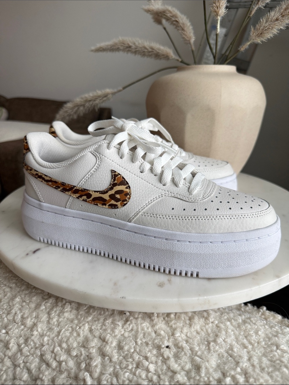 Nike Court Vision Alta Leopard Camo Swoosh Size 9